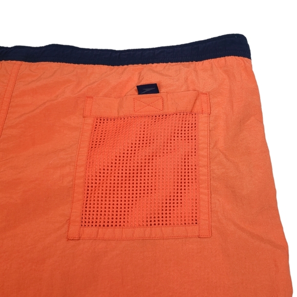 Vintage 90s Speedo Mesh Lined Swim Trunks Orange Nylon Men's Size Large - Picture 7 of 13